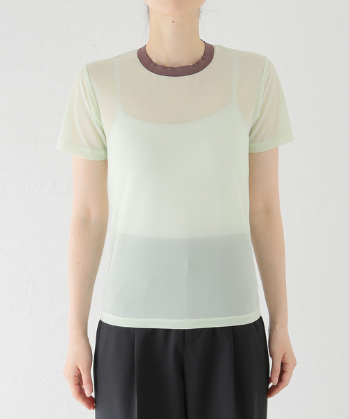 overneath(オーバーニース)の「OVERNEATH NetT059:Tシャツ(Tシャツ/カットソー・レディース・グリーン/ベージュ・SMALL)」の19枚目の写真