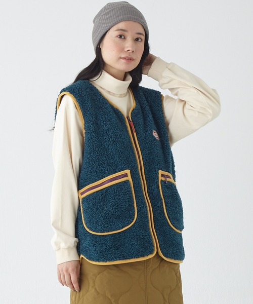 KRIFF MAYER Lady's Collection(クリフメイヤーレディースコレクション)の「ノーカラーシャギーボアベスト(ベスト・レディース・カーキ/ナチュラル/グレー/カラフル/チャコール/ベージュ/ダークブルー・MEDIUM/LARGE)」の6枚目の写真