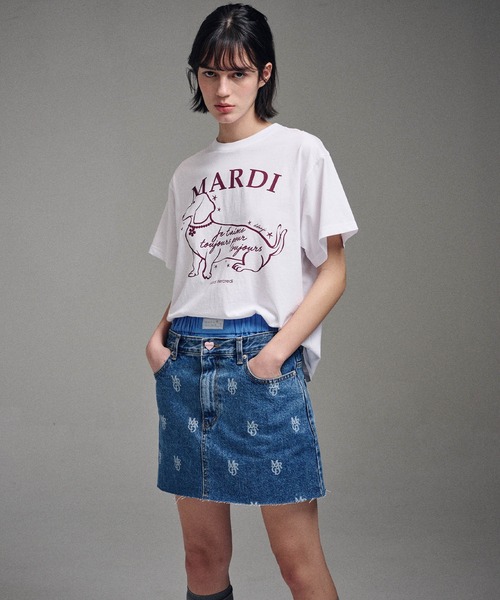 Mardi Mercredi（マルディメクルディ）の「TSHIRT SWING THE TAIL DDANJI FLOWER CHOKER（Tシャツ/カットソー・レディース・ベージュ系その他/ホワイト×ネイビー/ホワイト×レッド・FREE）」の16枚目の写真