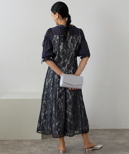 セール】花柄刺繍レースドレス パーティー ドレス 結婚式