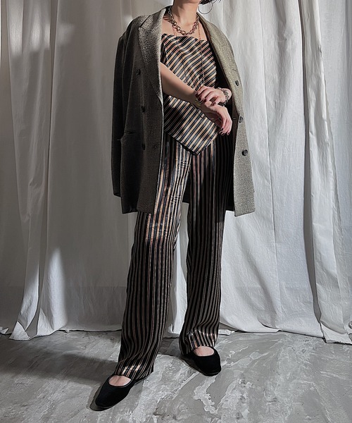 PROVOKE （プロヴォーク）の「STRIPE SKIRTED PANTS（その他パンツ・レディース・ブラウン/グレー・FREE）」の5枚目の写真