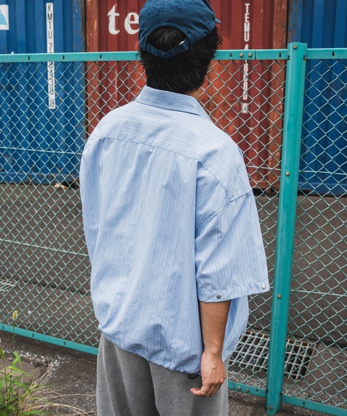 kutir(クティール)の「【低身長だからカッコよく着こなせるアイテム】2Wayドローコードストライプシャツ(シャツ/ブラウス・メンズ・ライトブルー/ライトベージュ・SMALL/MEDIUM)」の14枚目の写真