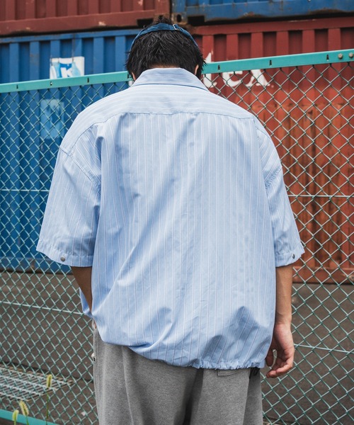 kutir(クティール)の「【低身長だからカッコよく着こなせるアイテム】2Wayドローコードストライプシャツ(シャツ/ブラウス・メンズ・ライトブルー/ライトベージュ・SMALL/MEDIUM)」の6枚目の写真