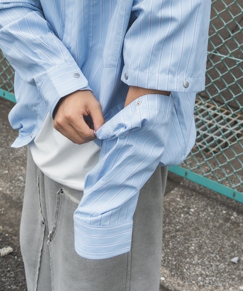 kutir(クティール)の「【低身長だからカッコよく着こなせるアイテム】2Wayドローコードストライプシャツ(シャツ/ブラウス・メンズ・ライトブルー/ライトベージュ・SMALL/MEDIUM)」の21枚目の写真