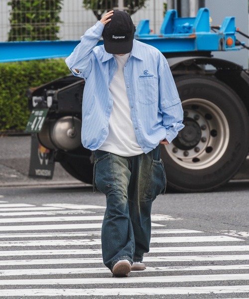 kutir(クティール)の「【低身長だからカッコよく着こなせるアイテム】2Wayドローコードストライプシャツ(シャツ/ブラウス・メンズ・ライトブルー/ライトベージュ・SMALL/MEDIUM)」の22枚目の写真