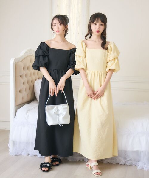 ems excite（エムズエキサイト）の「バルーンスリーブオフショルOP（ワンピース・レディース・ブラック/イエロー/ホワイト・FREE）」の5枚目の写真