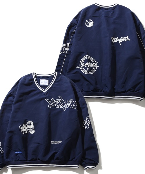 SEQUENZ（シークエンズ）の「【SEQUENZ/シークエンズ】90S COLLAGE PISTE / 90年代 コラージュ Vネック デザインスウェット（スウェット・メンズ・ネイビー/ブラック/アイボリー・M/S/XL/L）」の3枚目の写真