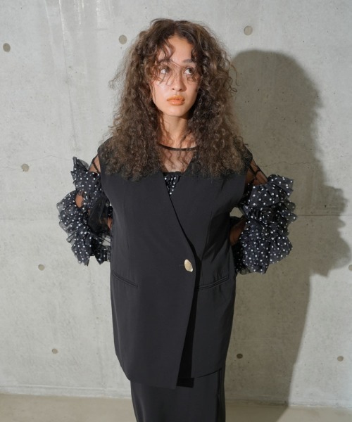 【即納&大特価】 tulle セール】【ANDRESD】decorative tops フリル チュール トップス