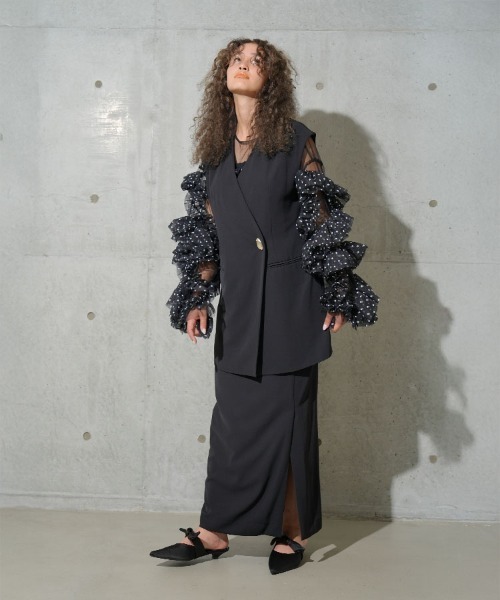 ANDRESD】decorative tulle tops チュール フリル ブラウス