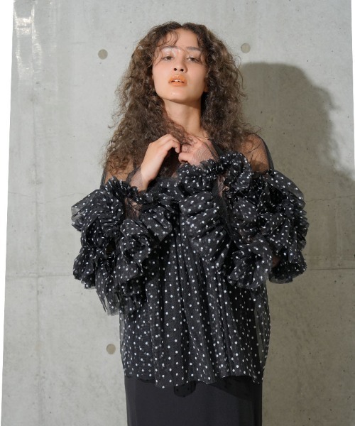 H♡ANDRESD♡チュールフリルブラウス セール】【ANDRESD】decorative tulle tops チュール フリル