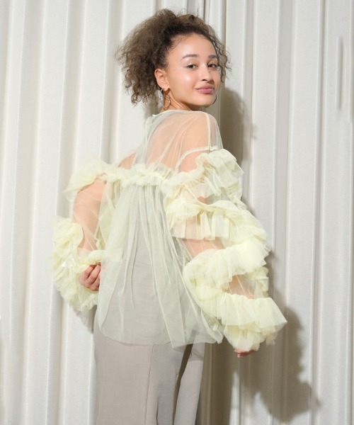 【限定品】 ANDRESD】decorative tulle tops チュール フリル ブラウス スーツ・フォーマル・ドレス