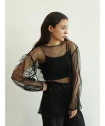 Back ribbon  tulle blouse