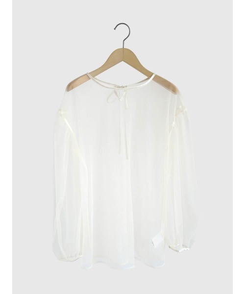 FIKA.(フィーカ)の「Back ribbon tulle blouse(Tシャツ/カットソー・レディース・ブラック/オフホワイト・FREE)」の11枚目の写真