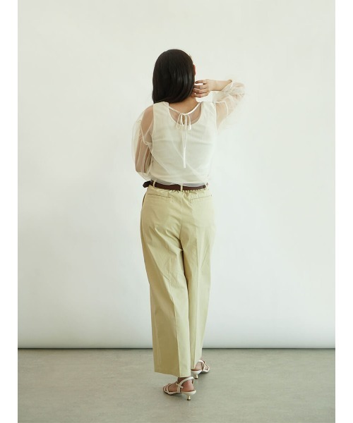 FIKA.(フィーカ)の「Back ribbon tulle blouse(Tシャツ/カットソー・レディース・ブラック/オフホワイト・FREE)」の3枚目の写真