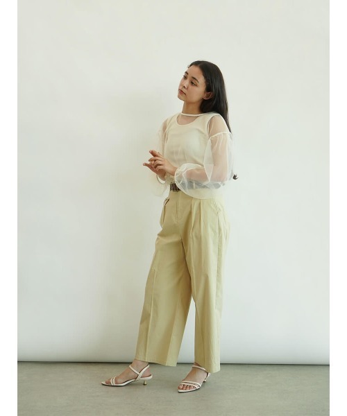 FIKA.(フィーカ)の「Back ribbon tulle blouse(Tシャツ/カットソー・レディース・ブラック/オフホワイト・FREE)」の4枚目の写真