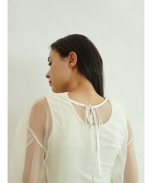 FIKA.(フィーカ)の「Back ribbon tulle blouse(Tシャツ/カットソー・レディース・ブラック/オフホワイト・FREE)」の10枚目の写真