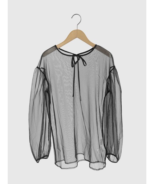 FIKA.(フィーカ)の「Back ribbon tulle blouse(Tシャツ/カットソー・レディース・ブラック/オフホワイト・FREE)」の15枚目の写真