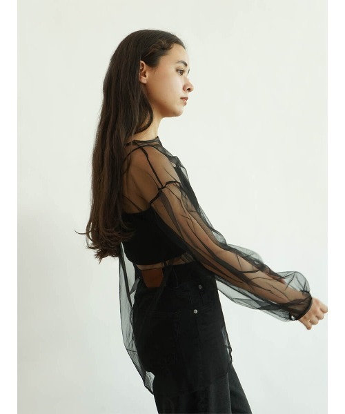 FIKA.(フィーカ)の「Back ribbon tulle blouse(Tシャツ/カットソー・レディース・ブラック/オフホワイト・FREE)」の12枚目の写真