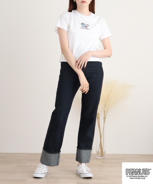 PEANUTS（ピーナッツ）の「PEANUTS クロップドTシャツ（Tシャツ/カットソー・レディース・ホワイト/ブラック/コーラル・S/M/L）」の11枚目の写真