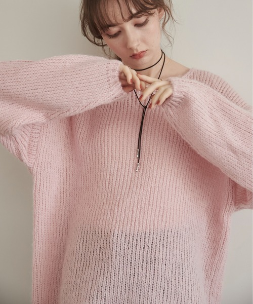 ANGIE（アンジー）の「オーバーサイズ メッシュ ローゲージ ニット