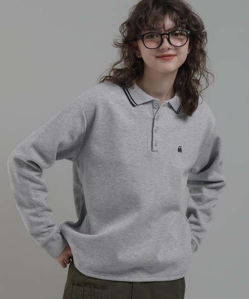 MUHET（ミュエータ）の「カノコポロシャツ（ポロシャツ・レディース・ブラック/カーキ/杢グレー/モカ・MEDIUM/X-LARGE）」の3枚目の写真