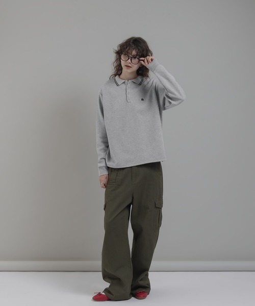 MUHET（ミュエータ）の「カノコポロシャツ（ポロシャツ・レディース・ブラック/カーキ/杢グレー/モカ・MEDIUM/X-LARGE）」の6枚目の写真