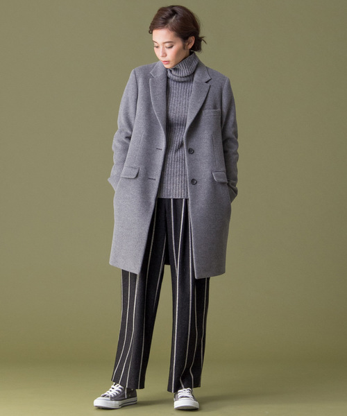 SHARE PARK(シェアパーク)の「ショートビーバー チェスターコート(チェスターコート・レディース・グレー系/ネイビー系・0/1/2)」の2枚目の写真