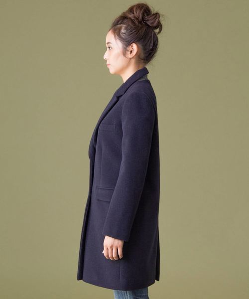 SHARE PARK(シェアパーク)の「ショートビーバー チェスターコート(チェスターコート・レディース・グレー系/ネイビー系・0/1/2)」の5枚目の写真