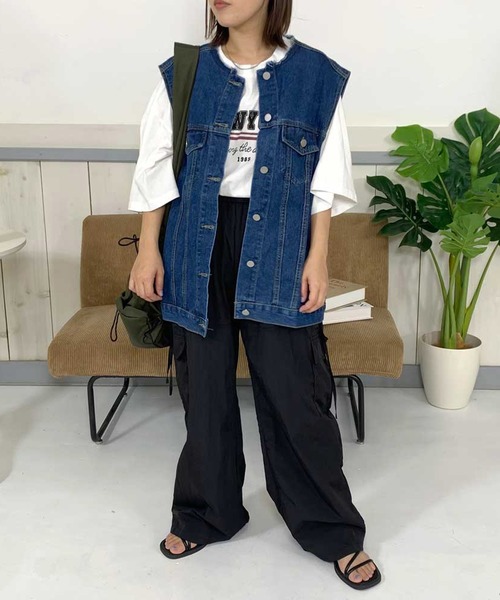 セール】カットオフノーカラーデニムベスト（ベスト）｜CRB