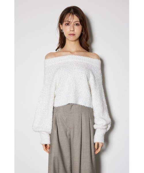 rienda（リエンダ）の「フラッフィーニットトップス（ニット/セーター・レディース・ブルー/ホワイト/ピンク/ベージュ・FREE）」の6枚目の写真