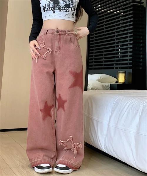 Dream garden（ドリームガーデン）の「スターパッチデニムパンツ（デニムパンツ・レディース・テラコッタ・XS/S/XL/L/2XL/M）」の8枚目の写真