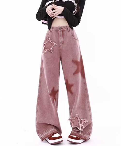 Dream garden（ドリームガーデン）の「スターパッチデニムパンツ（デニムパンツ・レディース・テラコッタ・XS/S/XL/L/2XL/M）」の4枚目の写真