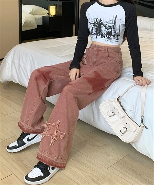 Dream garden（ドリームガーデン）の「スターパッチデニムパンツ（デニムパンツ・レディース・テラコッタ・XS/S/XL/L/2XL/M）」の10枚目の写真