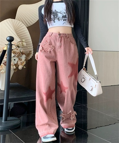 Dream garden（ドリームガーデン）の「スターパッチデニムパンツ（デニムパンツ・レディース・テラコッタ・XS/S/XL/L/2XL/M）」の7枚目の写真