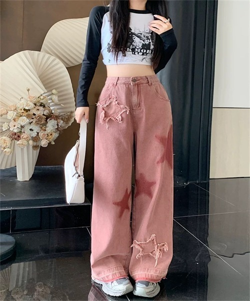 Dream garden（ドリームガーデン）の「スターパッチデニムパンツ（デニムパンツ・レディース・テラコッタ・XS/S/XL/L/2XL/M）」の6枚目の写真