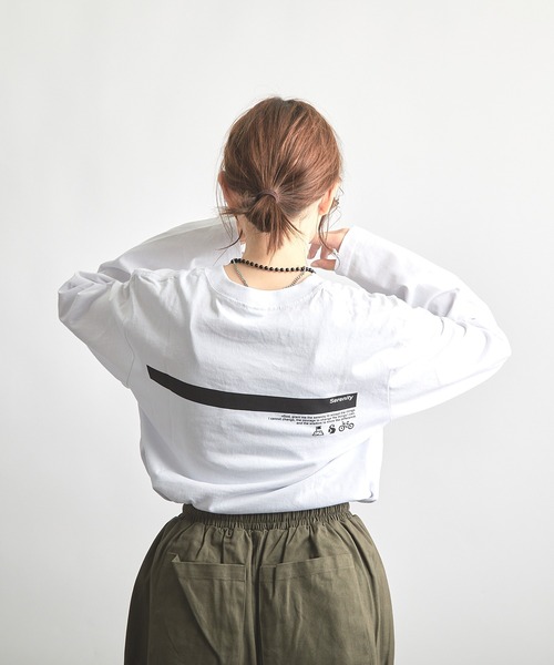 B'day（ビーデイ）の「ヘヴィウェイト天竺 プリント 長袖 クルーネック（Tシャツ/カットソー・レディース・ブラック/ホワイト/ベージュ・LARGE/MEDIUM）」の16枚目の写真