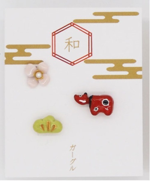gargle（ガーグル）の「gargle ガーグル：JAPANシリーズ　開運ベコ　ピアス（ピアス（両耳用）・レディース・ブラック/レッド・FREE）」の7枚目の写真