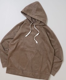 faux suede switching design cutsew/スウェードタッチ 切り替えデザイン パーカー レディース メンズ