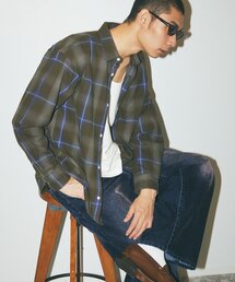 オンブレチェック フランネルシャツ