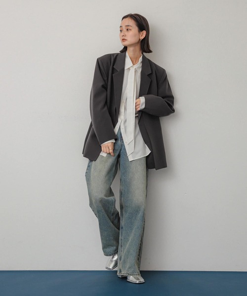 SENSE OF PLACE by URBAN RESEARCH(センスオブプレイスバイアーバンリサーチ)の「タイツキオーバーシャツ(シャツ/ブラウス・レディース・オフホワイト/グレー系その他/ベージュ系その他・ONE)」の8枚目の写真