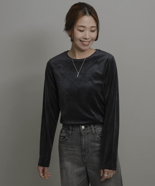 URBAN RESEARCH Sonny Label(アーバンリサーチサニーレーベル)の「『UR TECH』ベロアロングスリーブTシャツ(Tシャツ/カットソー・レディース・カーキ/ブラウン/ネイビー・FREE)」の11枚目の写真