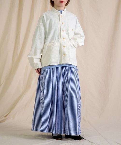 Brocante（ブロカント）の「[Brocante / ブロカント] 綿麻キャンバス トラヴァイユジャケット（ノーカラージャケット・レディース・ブラック/ホワイト/アイボリー・2）」の11枚目の写真