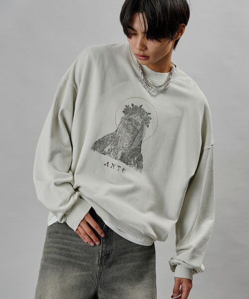 PUBLUX(パブリュクス)の「PUBLUX/パブリュクス ANTE 別注 End of Innocence プリント裏毛スウェット【限定展開】(スウェット・メンズ・オフホワイト/スミクロ・SMALL/MEDIUM/LARGE)」の21枚目の写真