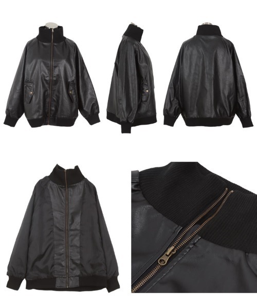 セール】ハイネックフェイクレザーブルゾン（ブルゾン）｜KOBE LETTUCE