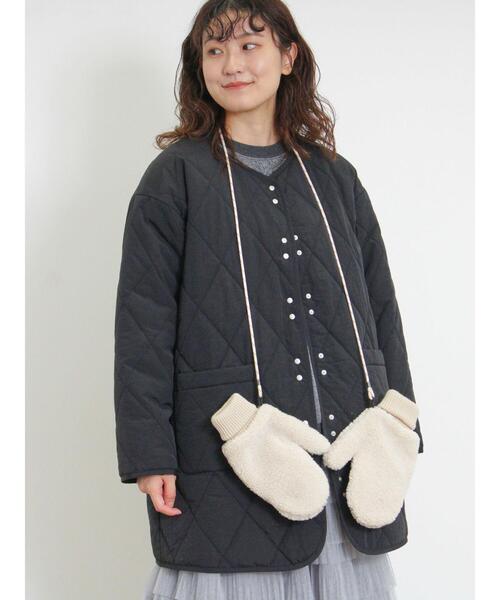 Samansa Mos2（サマンサ モスモス）の「キルトミドル丈コート（その他アウター・レディース・ブラック/ベージュ/カーキ/モカ・F）」の2枚目の写真