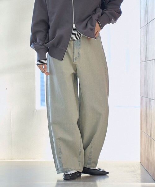 coen(コーエン)の「【春気分上がる美シルエットパンツ】デニムトッピングカーブパンツ(デニムパンツ・レディース・ピンク/オレンジ・S/M/L)」の9枚目の写真