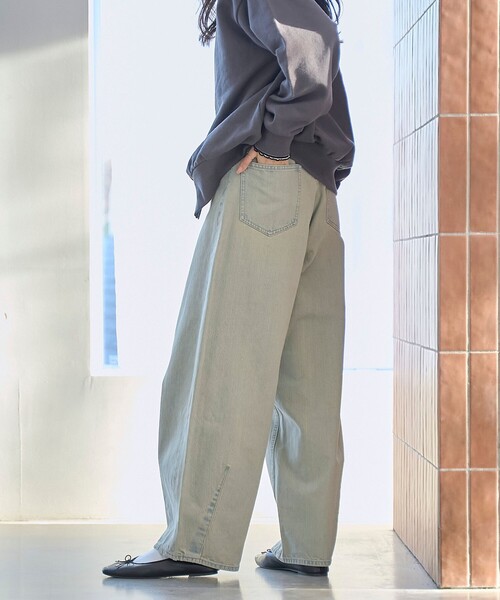 coen(コーエン)の「【春気分上がる美シルエットパンツ】デニムトッピングカーブパンツ(デニムパンツ・レディース・ピンク/オレンジ・S/M/L)」の11枚目の写真