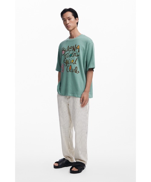 Desigual（デシグアル）の「スペイン語メッセージTシャツ ミントグリーン（Tシャツ/カットソー・メンズ・ブルー・XL/L/M/S）」の4枚目の写真