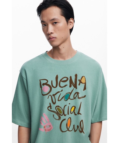 Desigual（デシグアル）の「スペイン語メッセージTシャツ ミントグリーン（Tシャツ/カットソー・メンズ・ブルー・XL/L/M/S）」の2枚目の写真