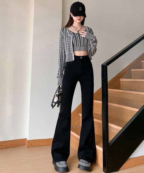 blackdia ocean(ブラックダイヤオーシャン)の「blackdia ocean フレアデニムパンツ(デニムパンツ・レディース・ブラック/ブルー/グレー/ライトブルー・MEDIUM/SMALL/X-SMALL/LARGE)」の5枚目の写真